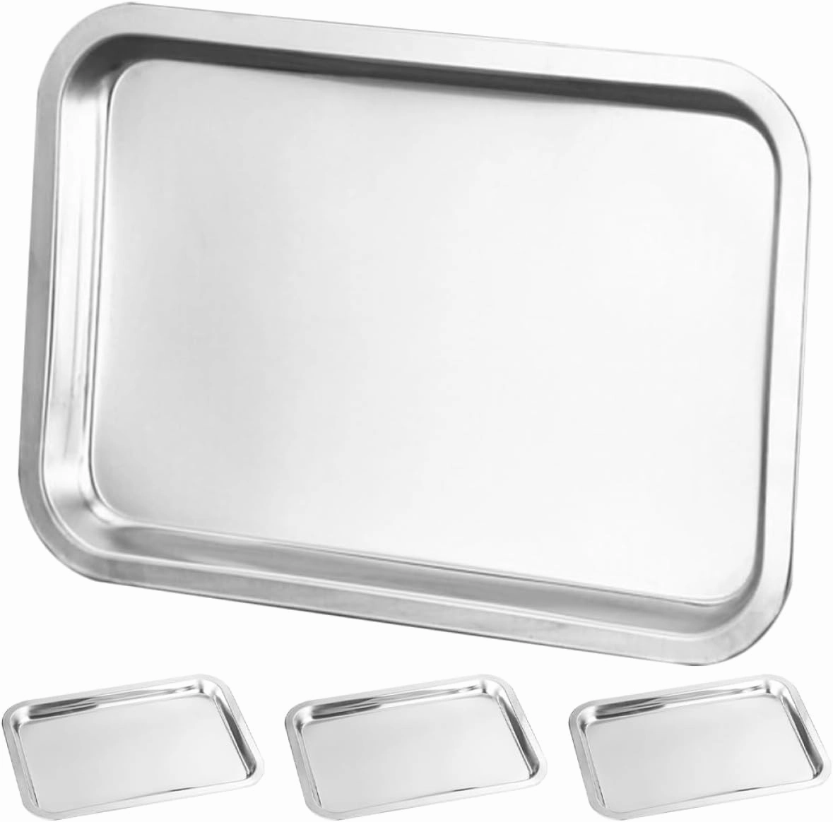 PRETYZOOM 4Pcs Stainless Steel Plates Dinnerware for Self Feeding Camping and Outdoor Use Non Breakable Metal Dinner Dishes for Boys