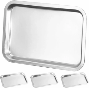 PRETYZOOM 4Pcs Stainless Steel Plates Dinnerware for Self Feeding Camping and Outdoor Use Non Breakable Metal Dinner Dishes for Boys