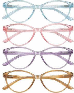 Przene 4 Pack Blue Light Blocking Reading Glasses,Readers for Women and Men with Spring Hinge