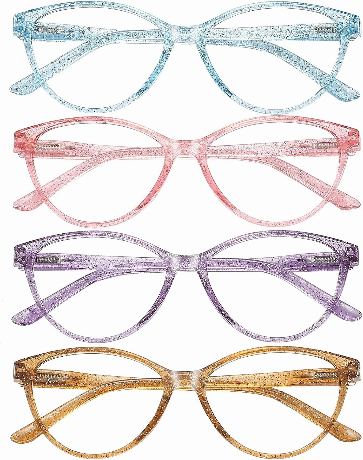 Przene 4 Pack Blue Light Blocking Reading Glasses,Readers for Women and Men with Spring Hinge