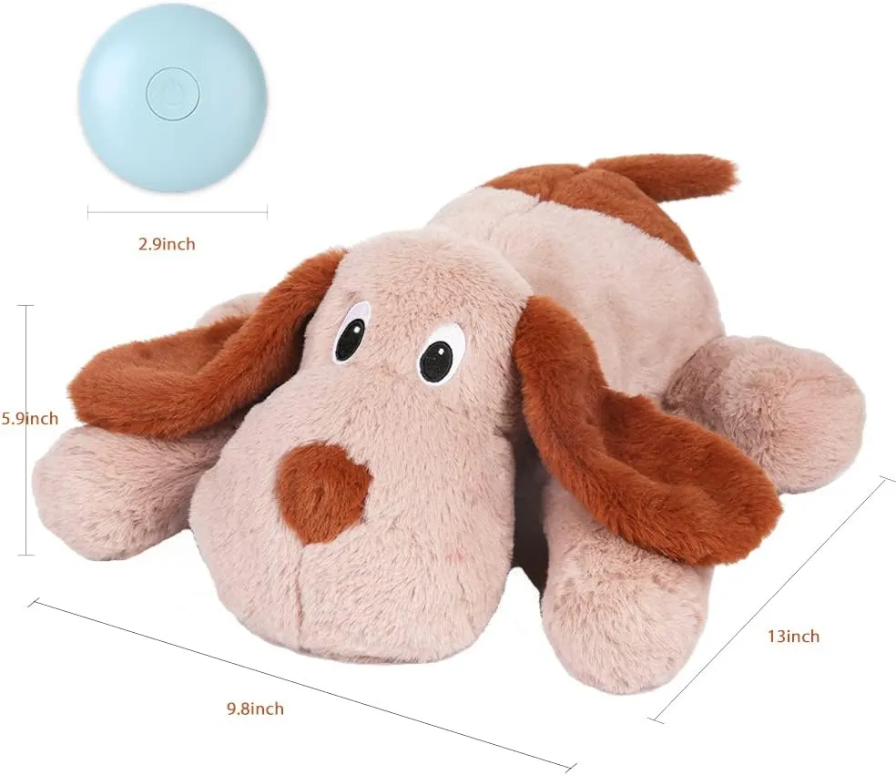 Puppy Heartbeat Toy, Dog Heartbeat Toy for Separation Anxiety Relief, Puppy Toy with Heartbeat Stuffed Animal Anxiety Calming Behavioral Aid Plush Toy for Dogs Cats Pets (Brown)