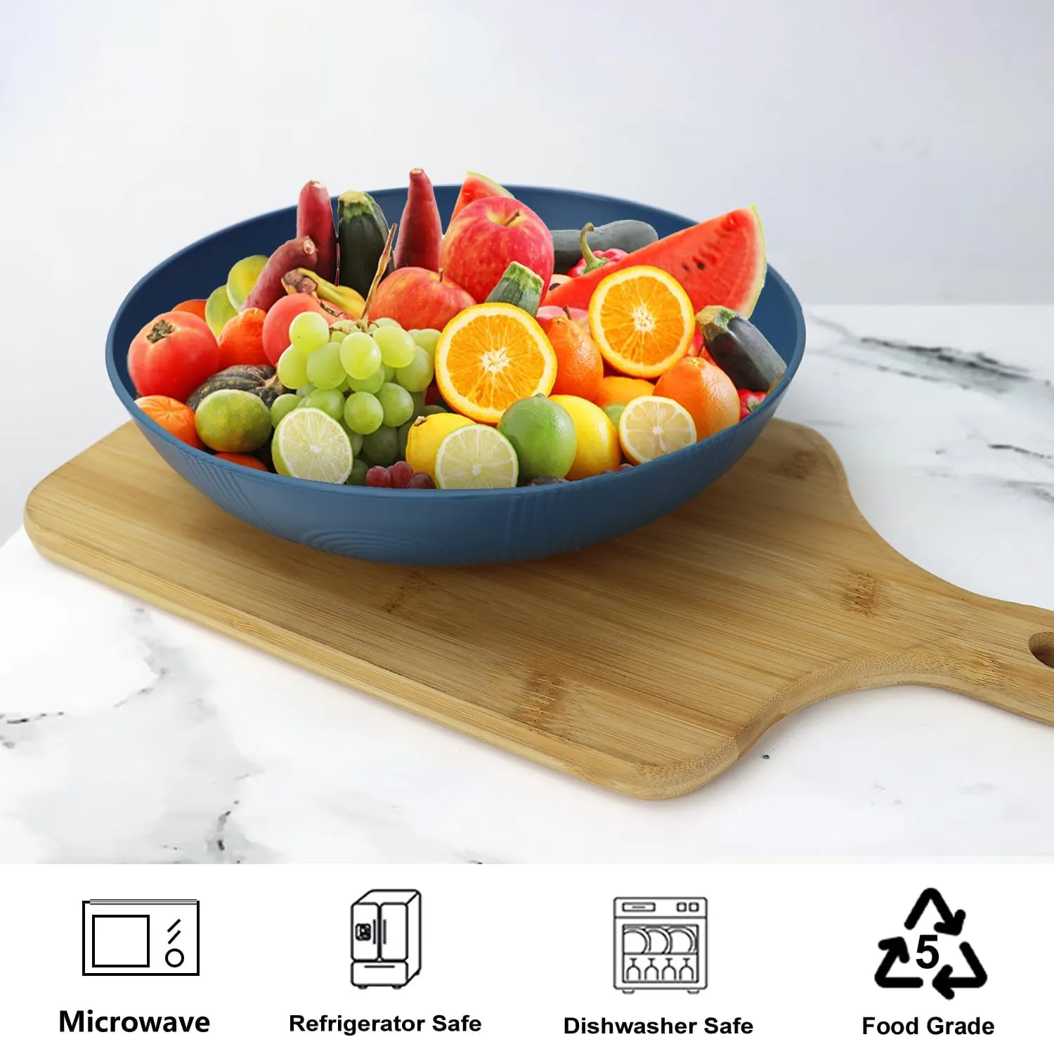 PYRMONT 65 OZ Salad Bowls Set of 6 - 10 inch Serving Bowls - Wheat Straw Plates - Dishwasher Safe - Wide and Shallow for Kitchen, Pasta, Noodles - Multi Color