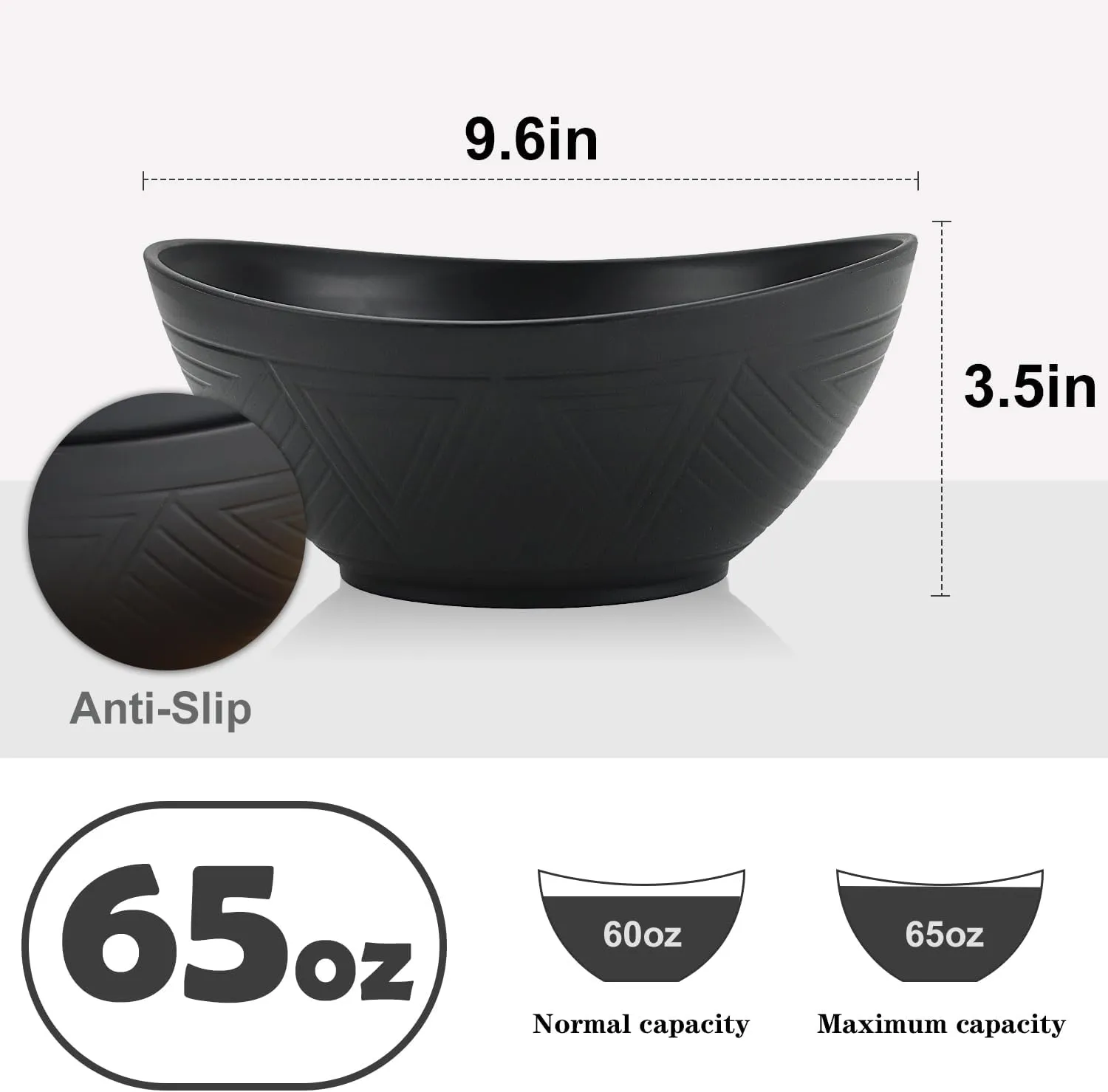 PYRMONT Large Salad & Wheat Straw Bowls - 65oz Serving Set of 4 for Kitchen, Soup, Cereal, Pasta - Microwave & Dishwasher Safe, BPA-Free