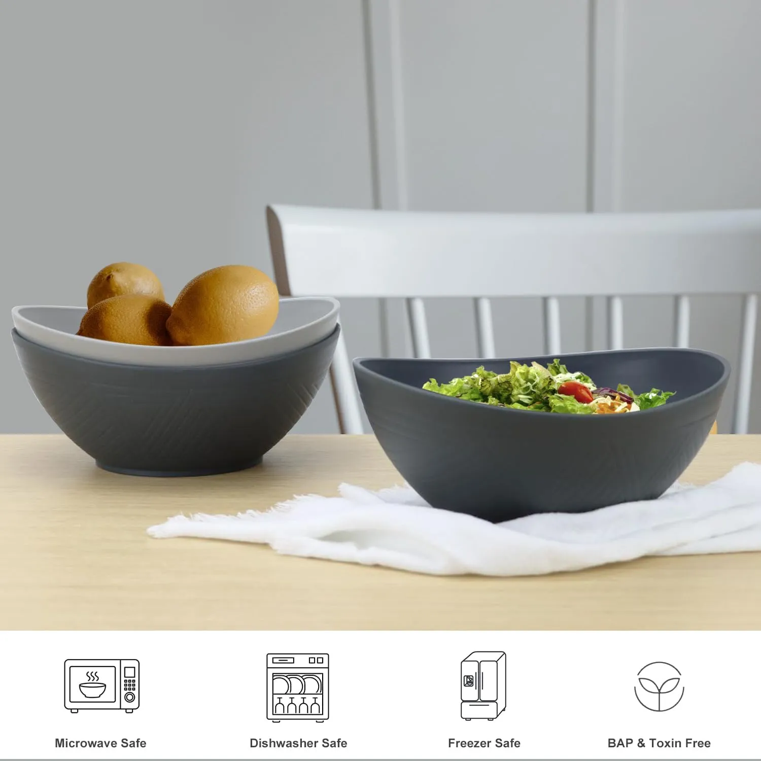 PYRMONT Large Salad & Wheat Straw Bowls - 65oz Serving Set of 4 for Kitchen, Soup, Cereal, Pasta - Microwave & Dishwasher Safe, BPA-Free