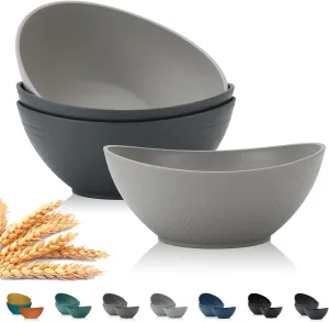 PYRMONT Large Salad & Wheat Straw Bowls - 65oz Serving Set of 4 for Kitchen, Soup, Cereal, Pasta - Microwave & Dishwasher Safe, BPA-Free