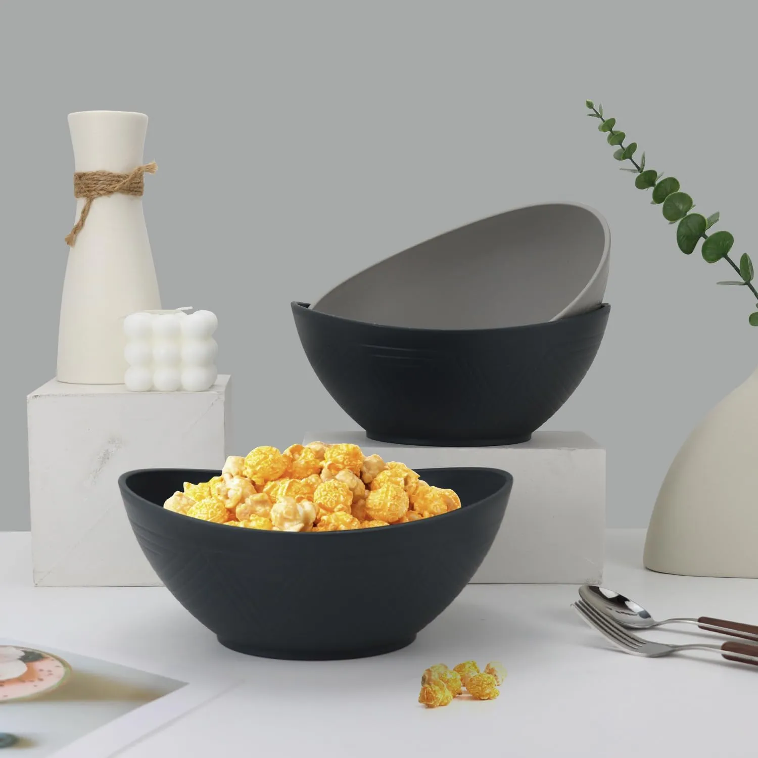 PYRMONT Large Salad & Wheat Straw Bowls - 65oz Serving Set of 4 for Kitchen, Soup, Cereal, Pasta - Microwave & Dishwasher Safe, BPA-Free