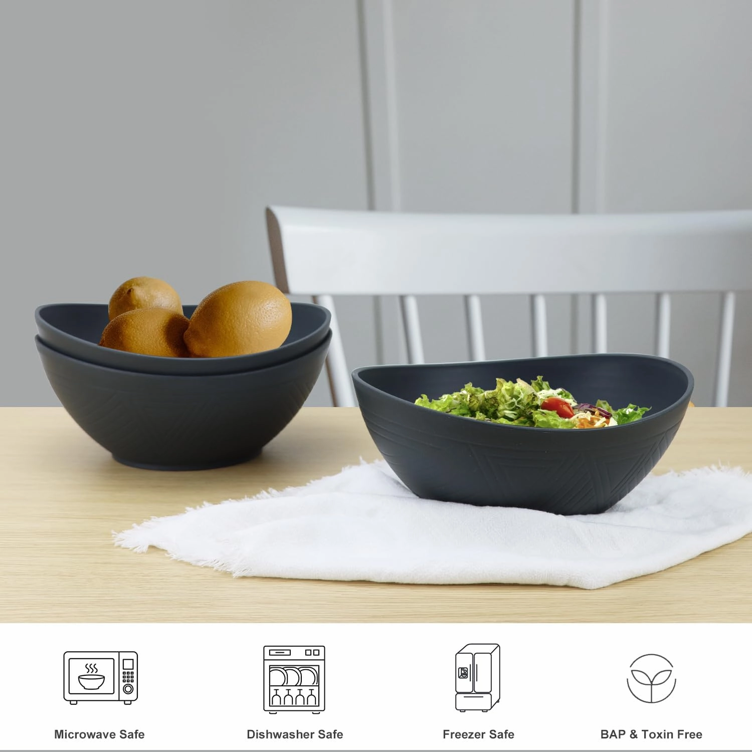 PYRMONT 65 OZ Large Cereal Bowls Set of 4,Serving Bowls,Plastic Salad Bowls,Big Bowl Sets for Soup,Salad,Pasta,Cereal,Stackable for Easy Storage Microwave & Dishwasher Safe (4-Pack)