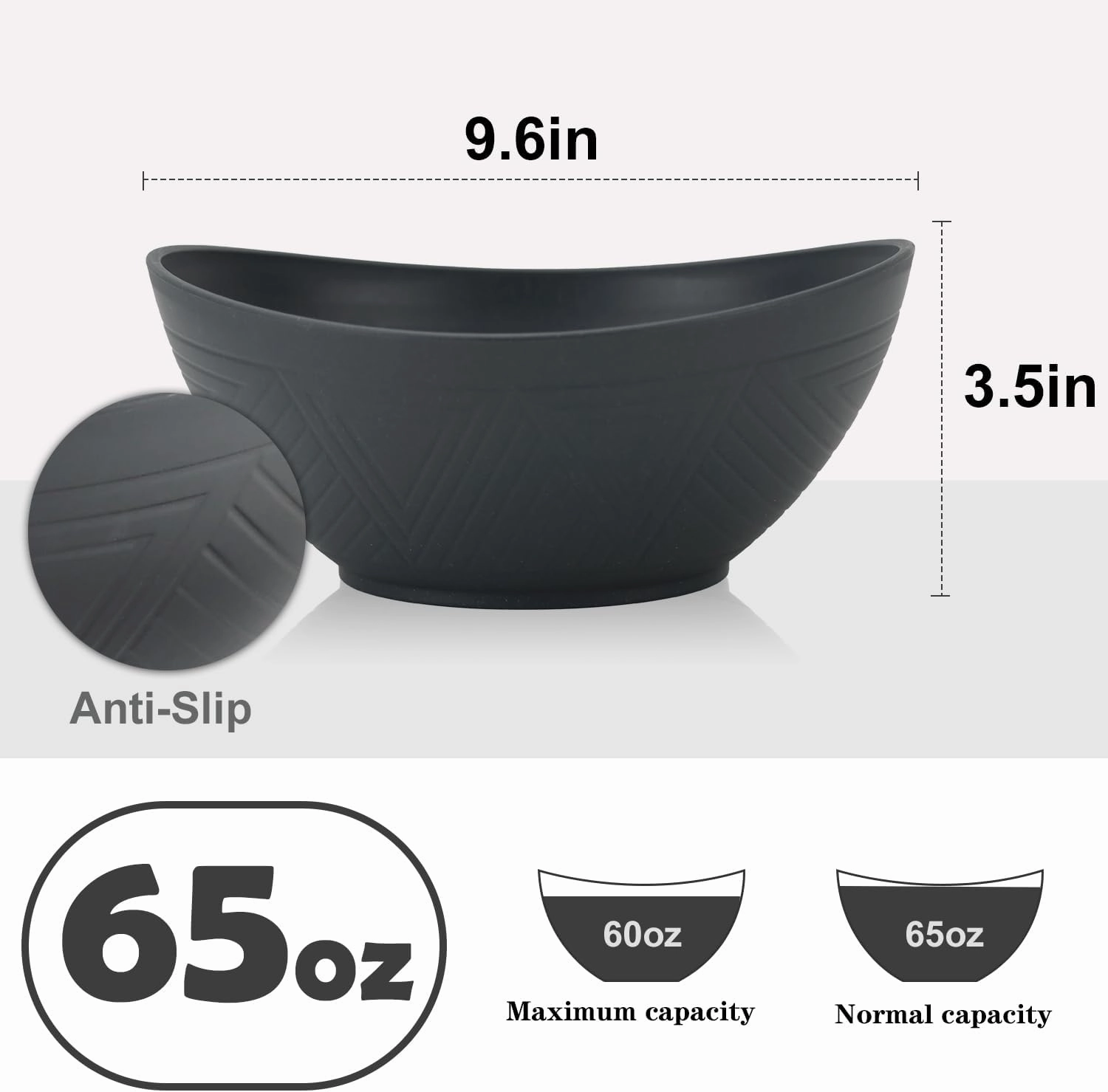 PYRMONT 65 OZ Large Cereal Bowls Set of 4,Serving Bowls,Plastic Salad Bowls,Big Bowl Sets for Soup,Salad,Pasta,Cereal,Stackable for Easy Storage Microwave & Dishwasher Safe (4-Pack)