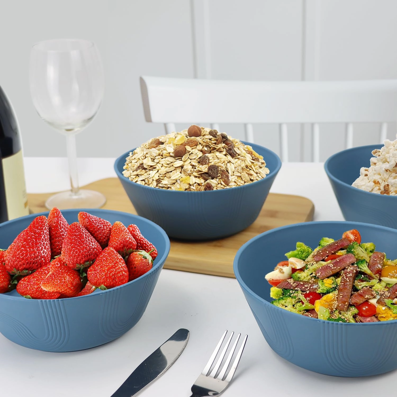 PYRMONT Wheat Straw Bowls 36oz Cereal Bowls Set of 8 Salad Bowls Dishwasher & Microwave Safe Bowls for Kitchen, Plastic Bowls Reusable for Salad, Cereal, Snack, BPA-Free