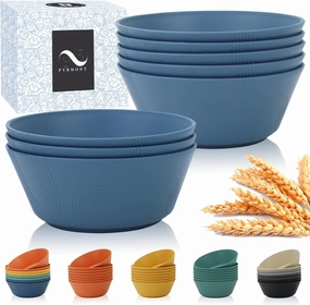 PYRMONT Wheat Straw Bowls 36oz Cereal Bowls Set of 8 Salad Bowls Dishwasher & Microwave Safe Bowls for Kitchen, Plastic Bowls Reusable for Salad, Cereal, Snack, BPA-Free