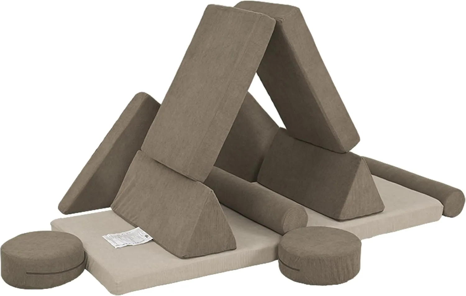 Qaba Kids Foam Climbing Blocks, 12 Pieces Climbing Toys for Toddlers, Convertible Soft Play Climbing for Boys & Girls, Khaki