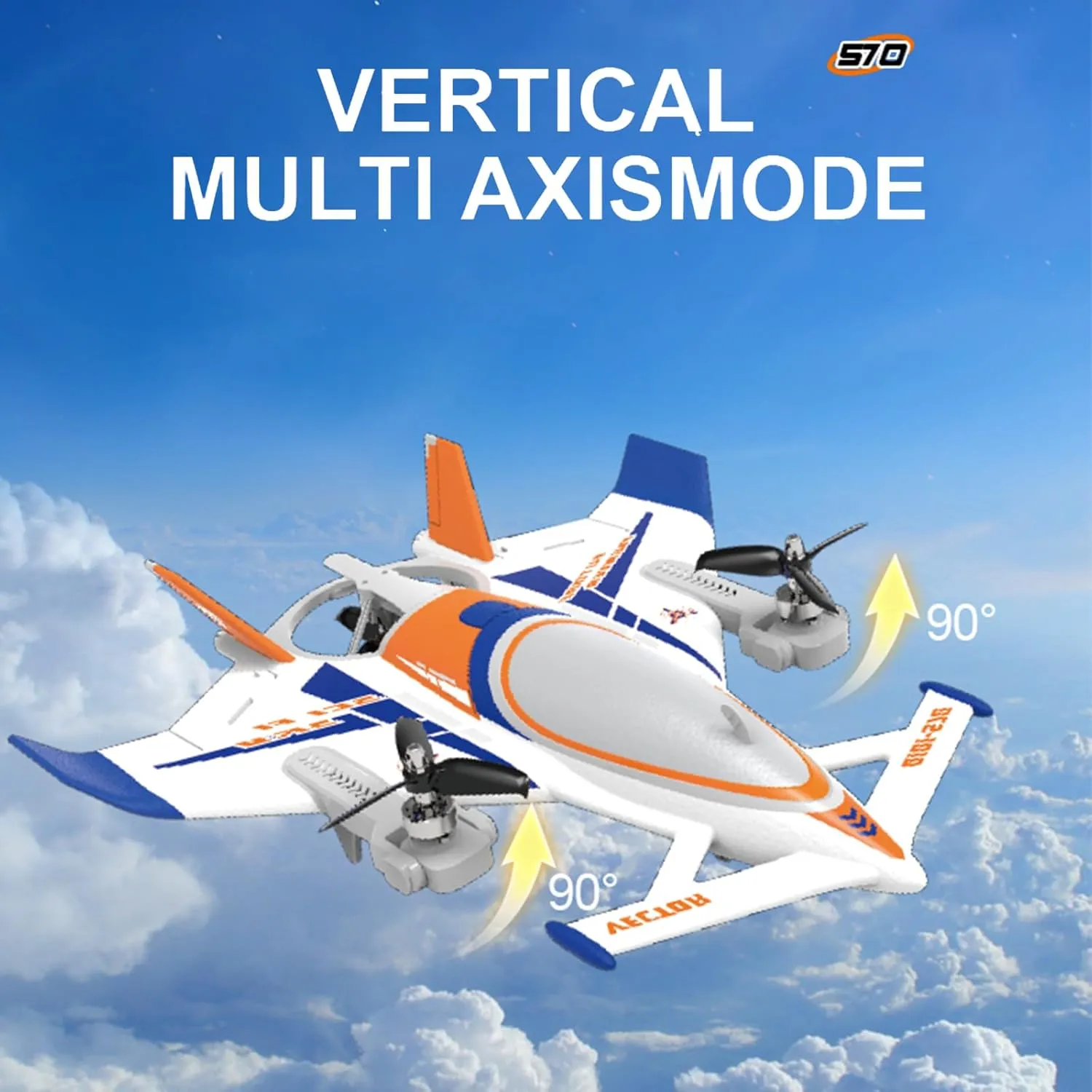 QIDI 570 RC Airplane 2.4Gh 6CH RC Glider Fixed Wing Aircraft 3 Flight Models Brushless RC Helicopters Vertical Takeoff RC Glider (Blue)
