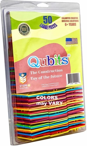 Qubits STEM Construction Set - 50 Pieces: an Open Play Engineering and Building Toy