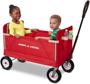 Radio Flyer Stroller Wagon for Kids and Cargo, All-Terrain Wagon with Rubber Tires, Red