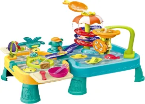 Rain Showers Splash Pond Toddler Water Table, Kids Water and Sand Activity Sensory Playset, Summer Outdoor Toys, 13 Piece Toy Accessories, for Toddles 1.5  Years Old