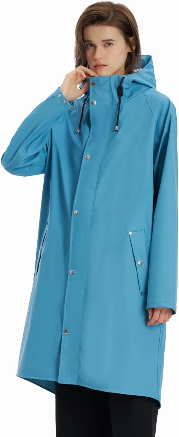 Raincoat for Women Waterproof Rain Jackets with Hooded Hiking Coat Outdoor Lightweight Windbreaker Hood Trench Coat