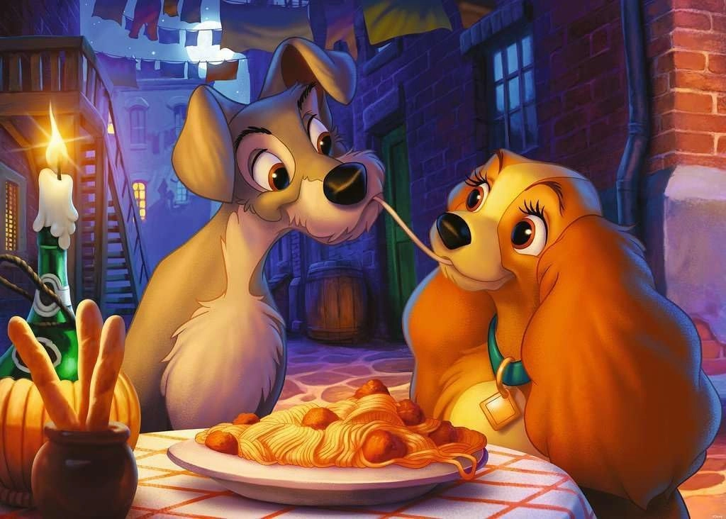 Ravensburger Disney Lady and The Tramp 1000 Piece Jigsaw Puzzle | Unique Softclick Technology | Vibrant, Glare-Free Imagery for Puzzle Enthusiasts