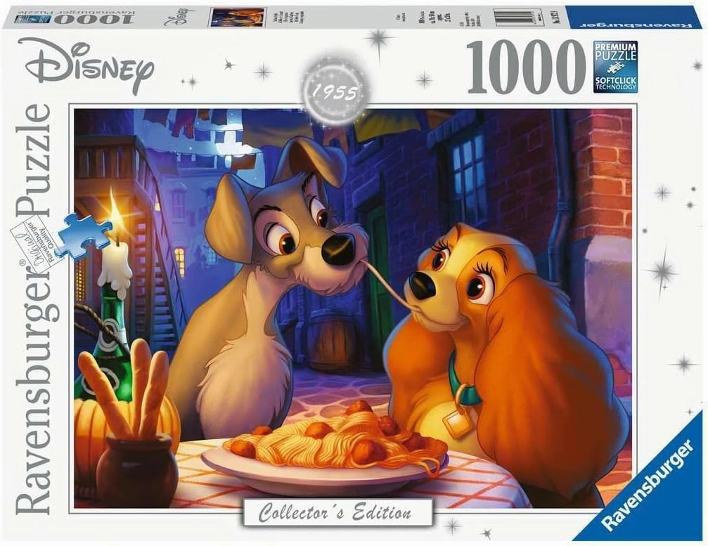 Ravensburger Disney Lady and The Tramp 1000 Piece Jigsaw Puzzle | Unique Softclick Technology | Vibrant, Glare-Free Imagery for Puzzle Enthusiasts