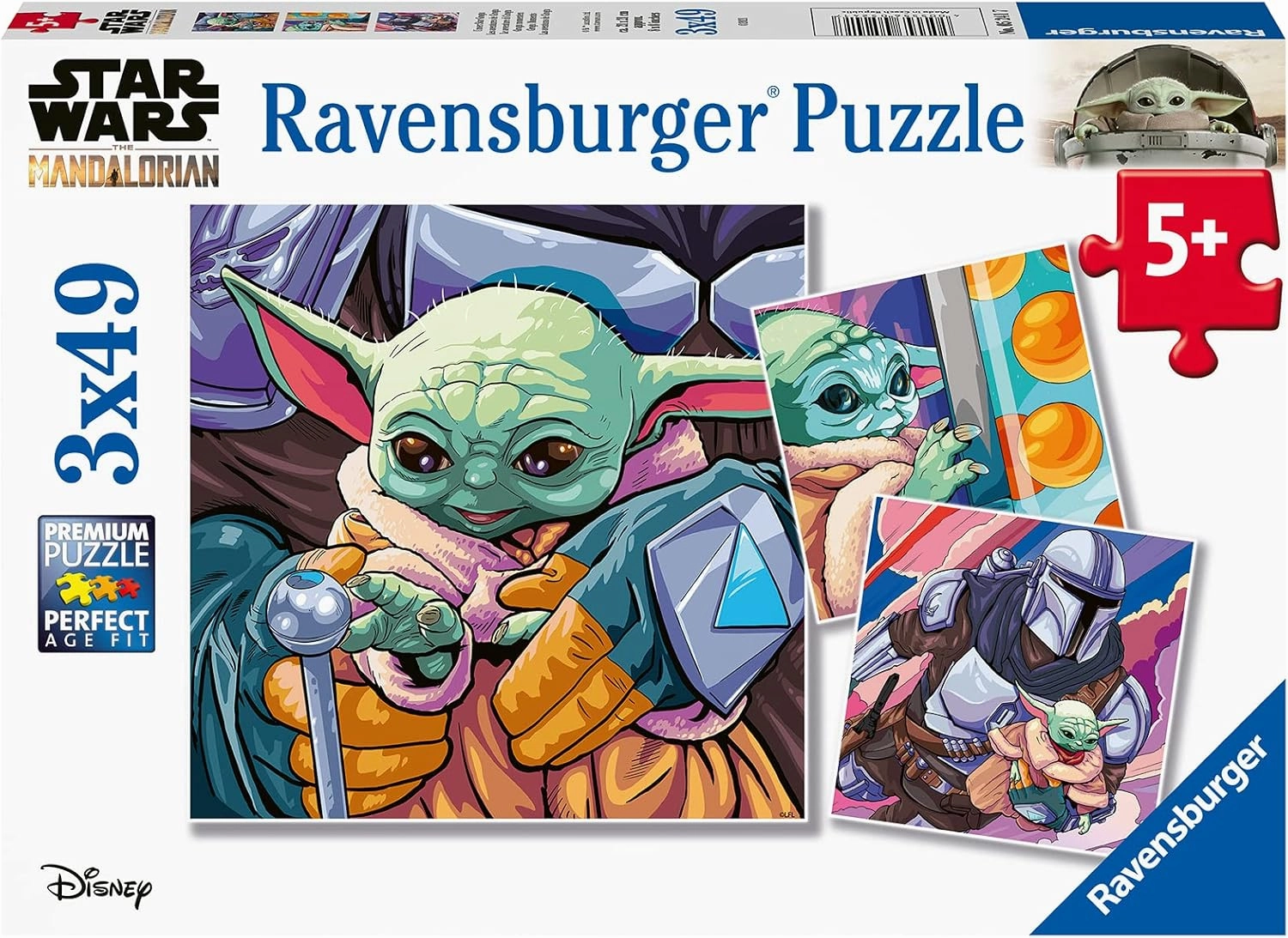 Ravensburger Star Wars The Mandalorian: Grogu Moments - 3 x 49 Piece Kids Jigsaw Puzzle Set | Unique & Interlocking Pieces | Builds Problem-Solving Skills | FSC-Certified Materials