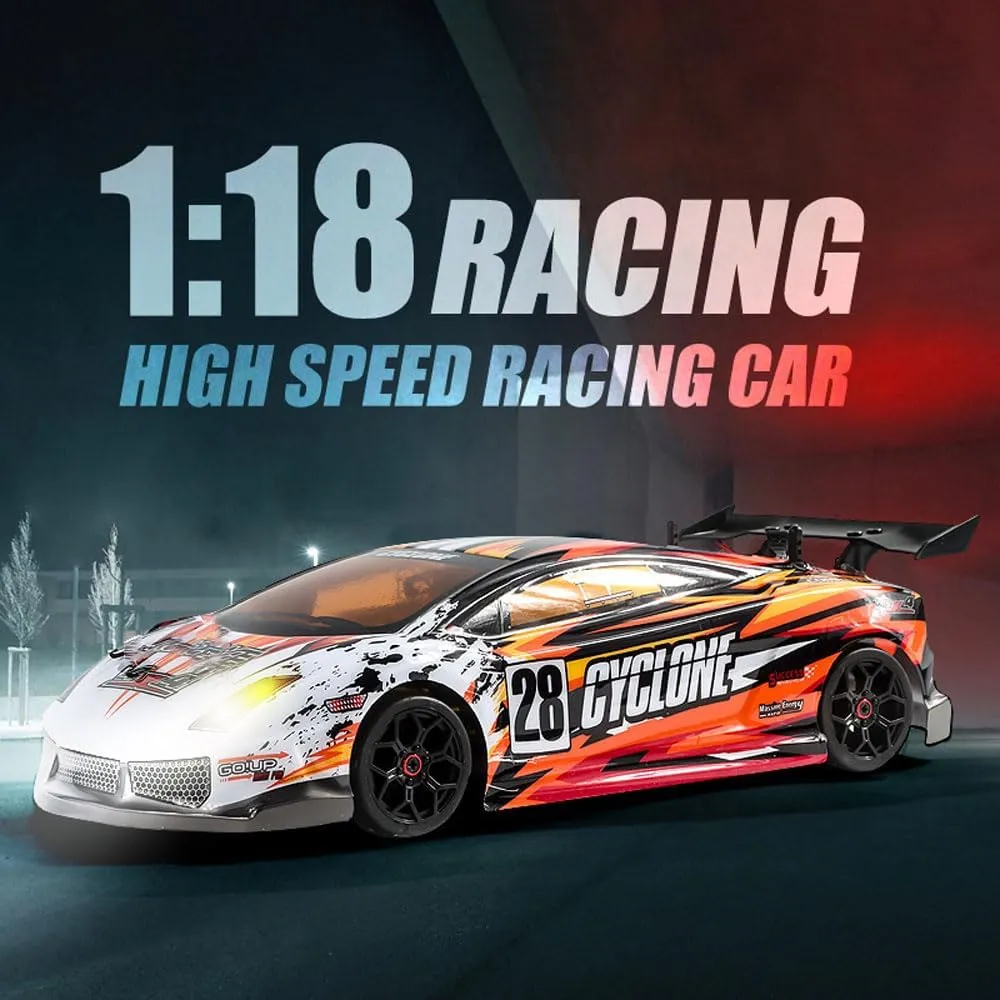 RC Flat Sports Vehicle 1/18 Professional Drift Off-Road RC Buggy 35KM/H 2.4G Electric Racing Car 4WD High-Speed All-Terrain RC Truck Adult Gift RTR for Teenagers
