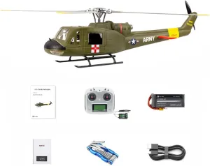 RC Helicopter, Fly Wing UH1-V4 Huey 470-Class 2.4G 6CH Dual Brushless Motor RC Military Helicopter with GPS Positioning Four Flight Modes (RTF Version)