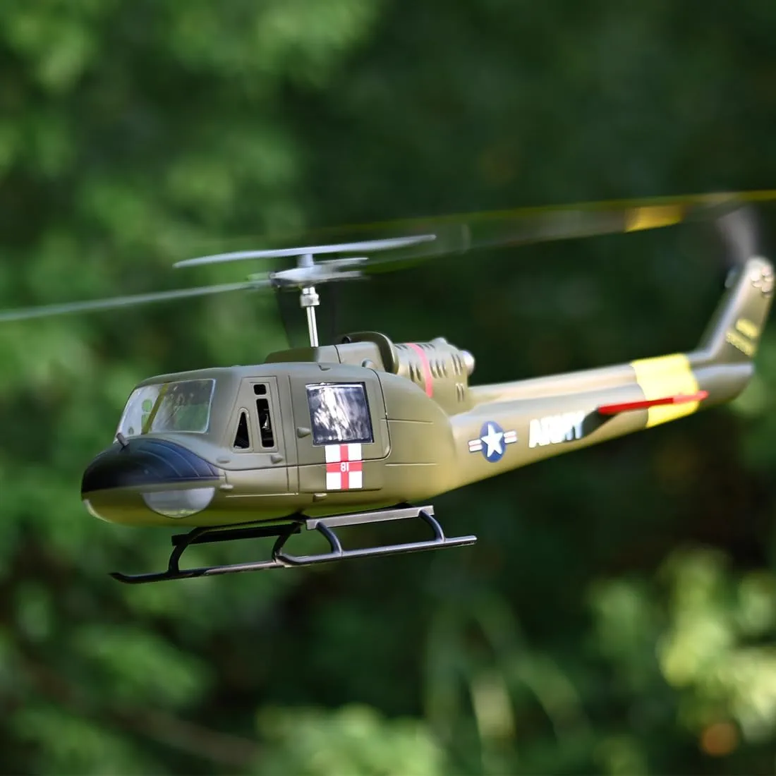RC Helicopter, Fly Wing UH1-V4 Huey 470-Class 2.4G 6CH Dual Brushless Motor RC Military Helicopter with GPS Positioning Four Flight Modes (RTF Version)