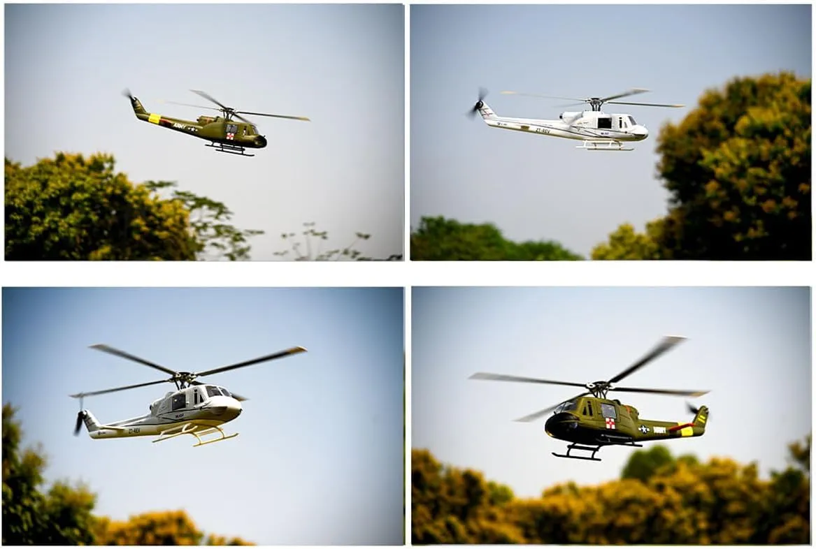 RC Helicopter, Fly Wing UH1-V4 Huey 470-Class 2.4G 6CH Dual Brushless Motor RC Military Helicopter with GPS Positioning Four Flight Modes (RTF Version)