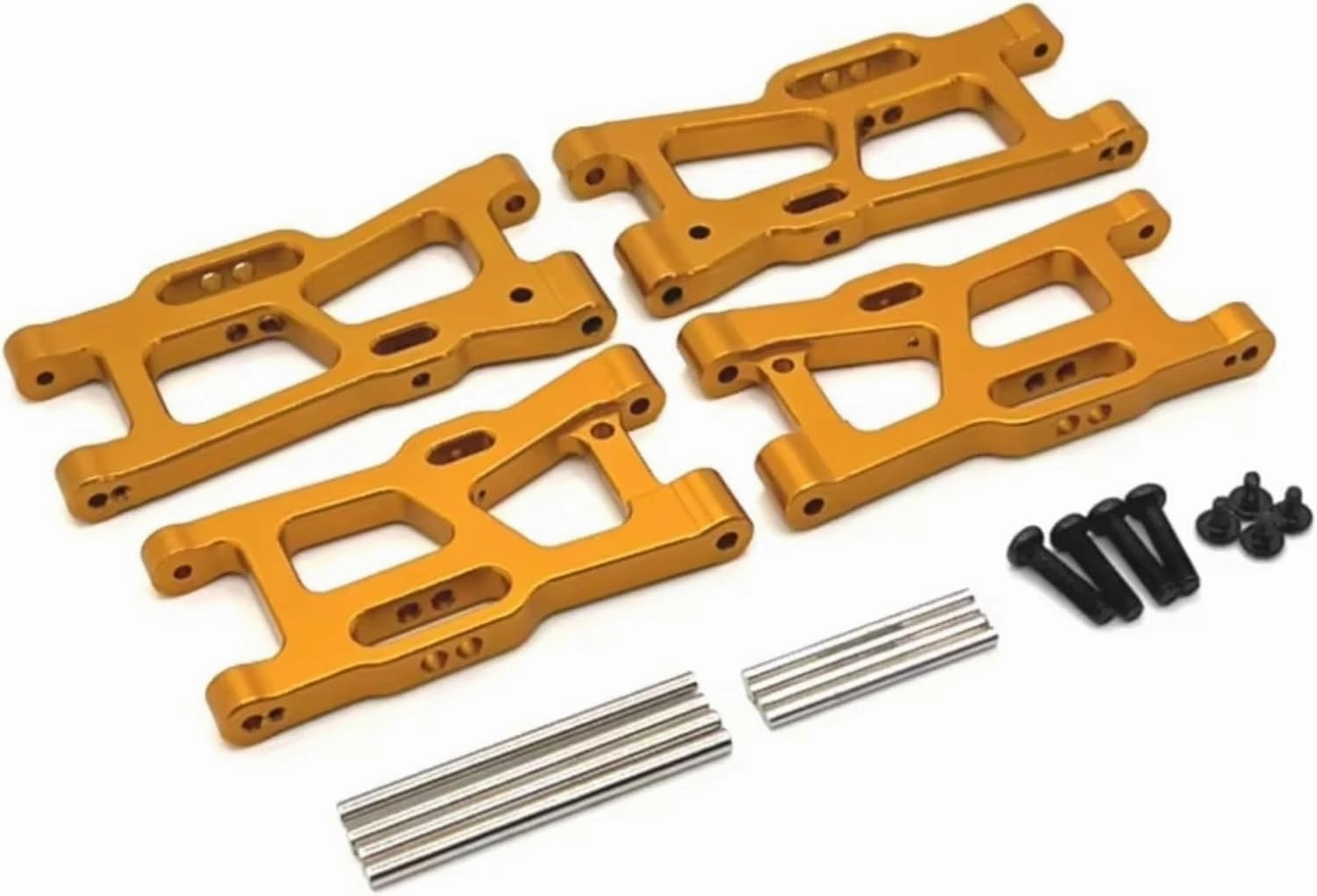 RC Car Upgrade Part for Wltoys 144001 144010 144016 144018 124007 124008 124016 124018 124019 Metal Front and Rear Suspension Arm RC Car Upgrade Parts(Yellow)