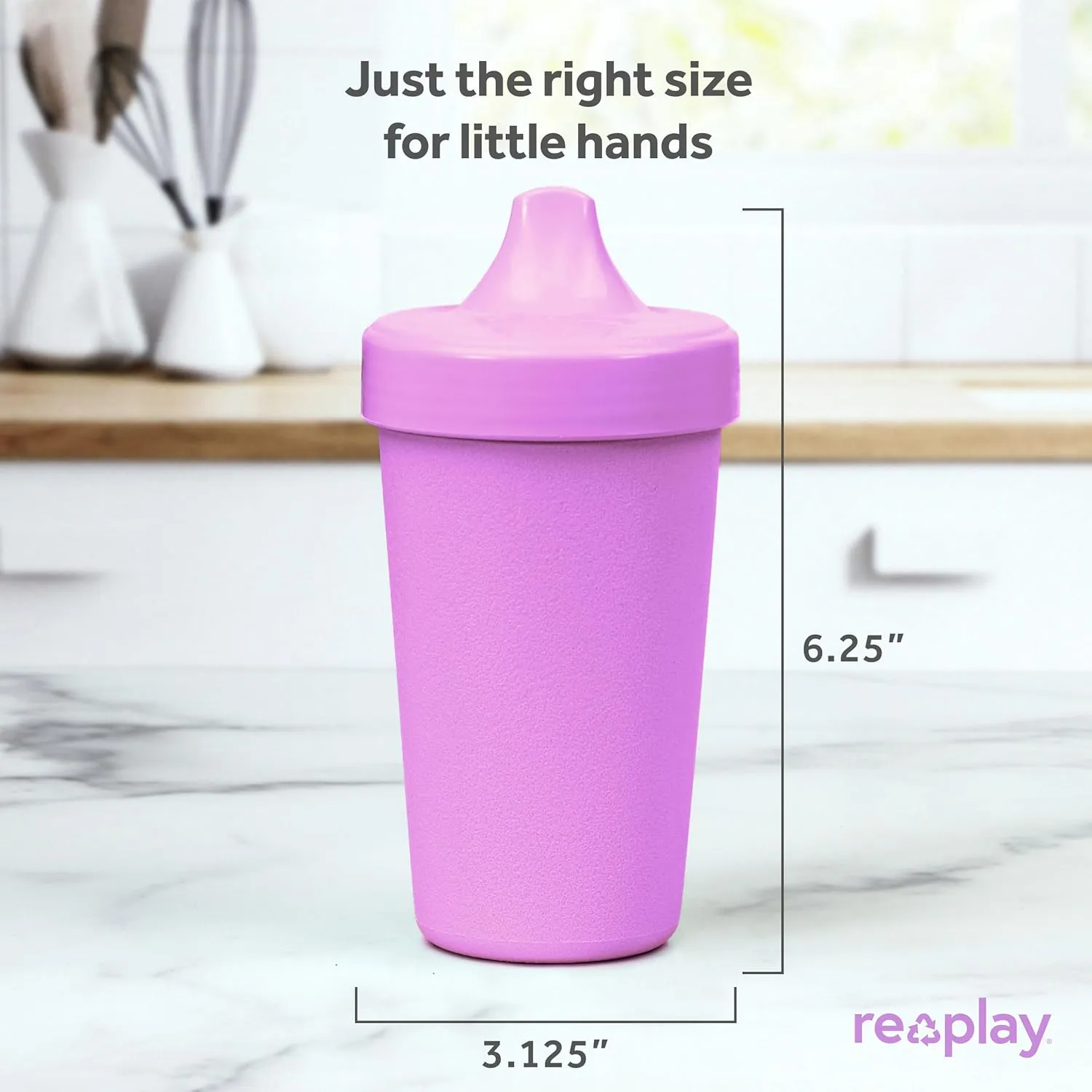 Re-Play Sippy Cups for Toddlers - 10 Oz. Reusable Spill Proof Cups for Kids, Dishwasher/Microwave Safe - Made in USA - Set of 3-3.13" x 6.25" - Mermaid