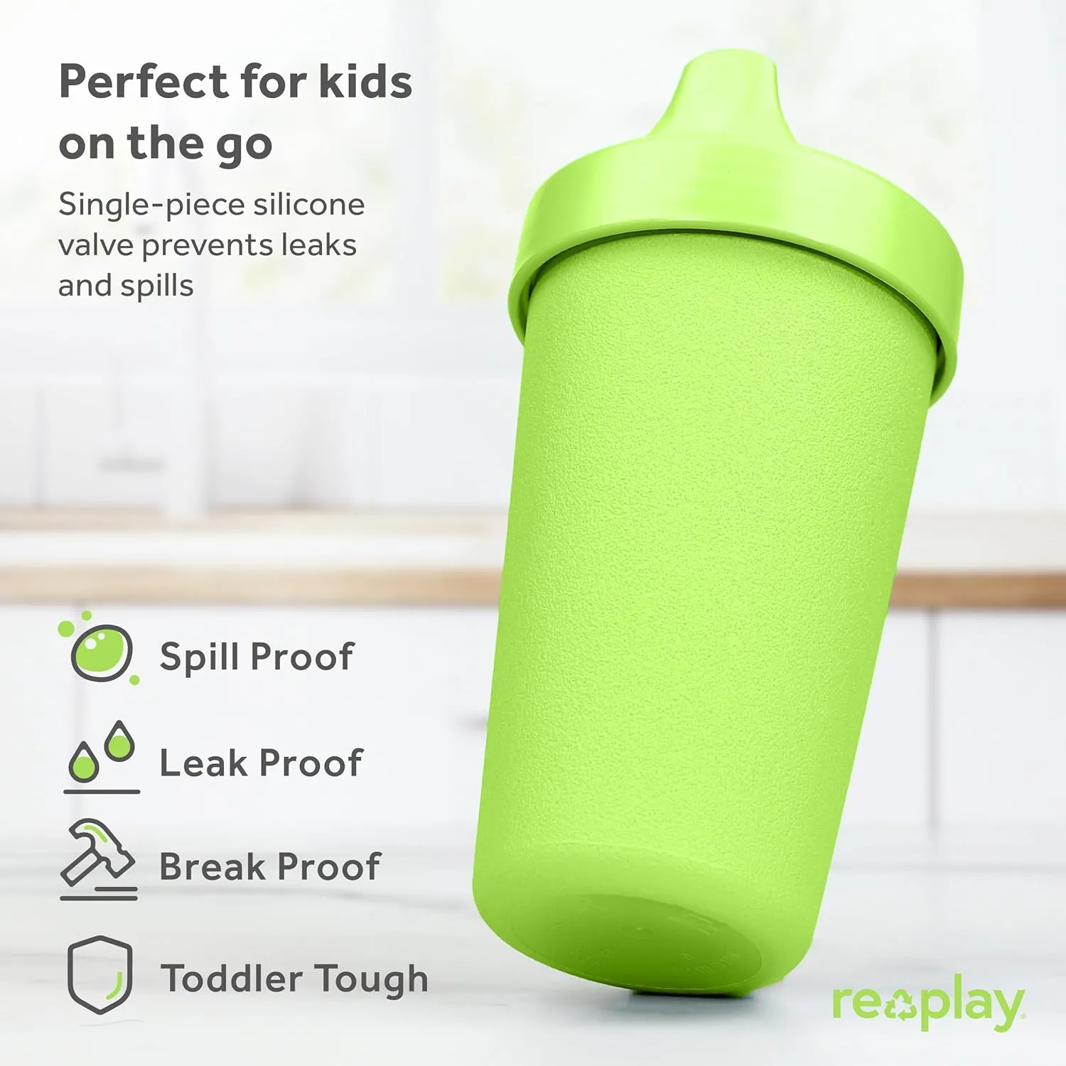 Re-Play Sippy Cups for Toddlers - 10 Oz. Reusable Spill Proof Cups for Kids, Dishwasher/Microwave Safe - Made in USA - Set of 3-3.13" x 6.25" - Mermaid