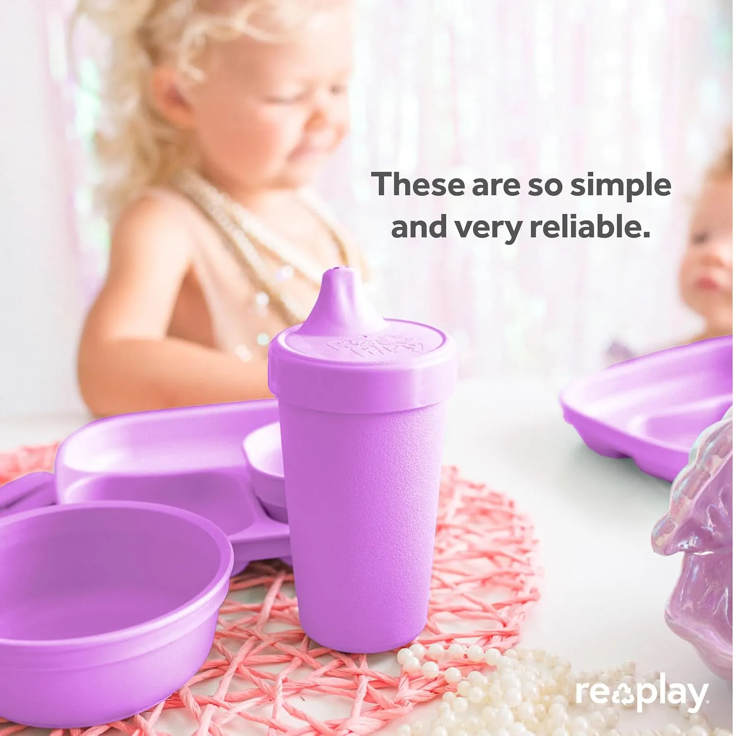 Re-Play Sippy Cups for Toddlers - 10 Oz. Reusable Spill Proof Cups for Kids, Dishwasher/Microwave Safe - Made in USA - Set of 3-3.13" x 6.25" - Mermaid
