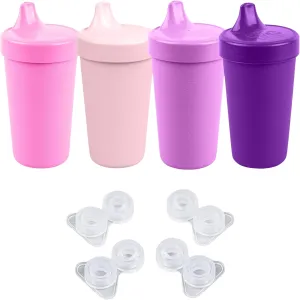 Re-Play Sippy Cups for Toddlers - 10 Oz. Reusable Spill Proof Cups for Kids, Dishwasher/Microwave Safe - Made in USA - Set of 4-3.13" x 6.25" and Replacement Valves - Princess