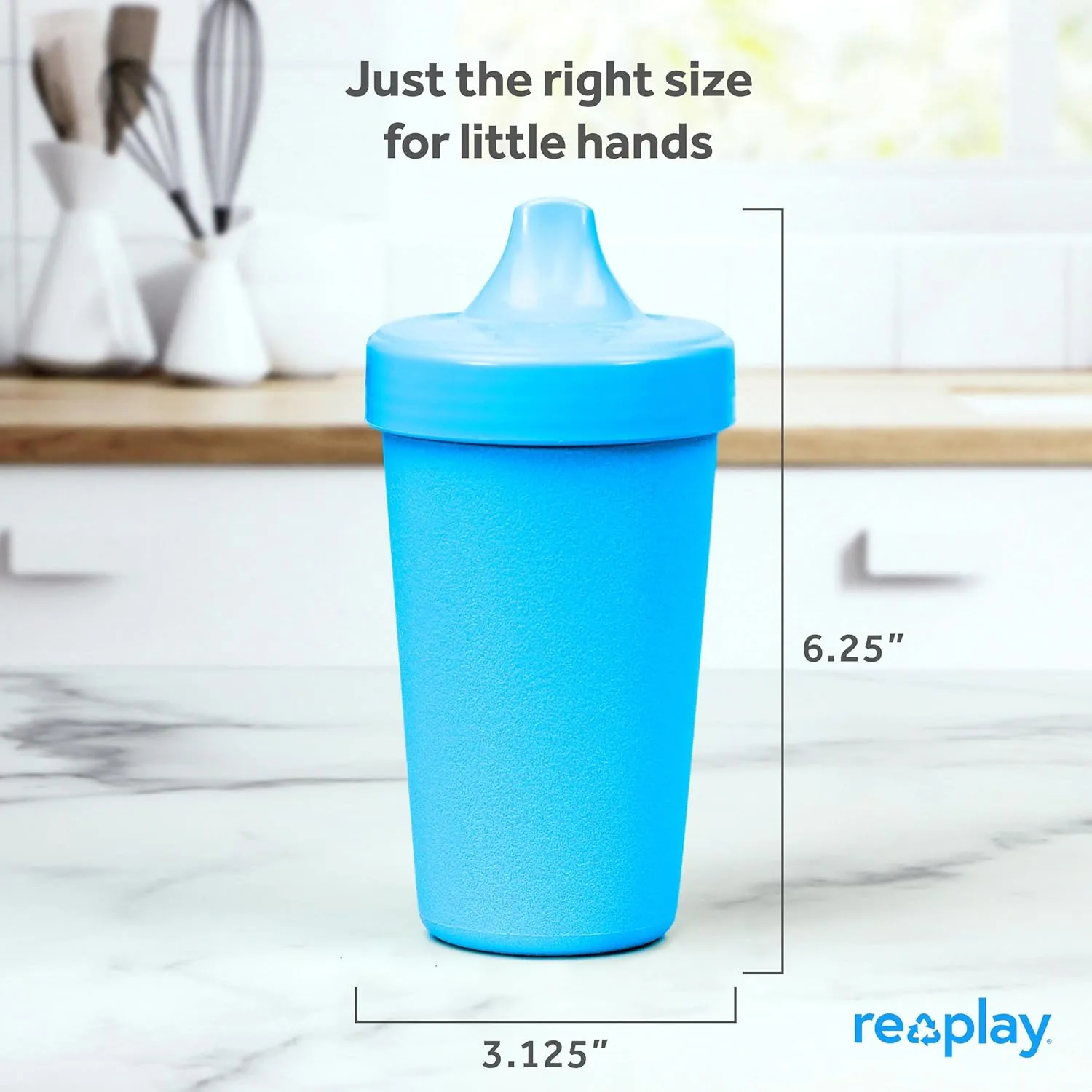 Re-Play Sippy Cups for Toddlers - 10 Oz. Reusable Spill Proof Cups for Kids, Dishwasher/Microwave Safe - Made in USA - Set of 6-3.13" x 6.25" - Sorbet