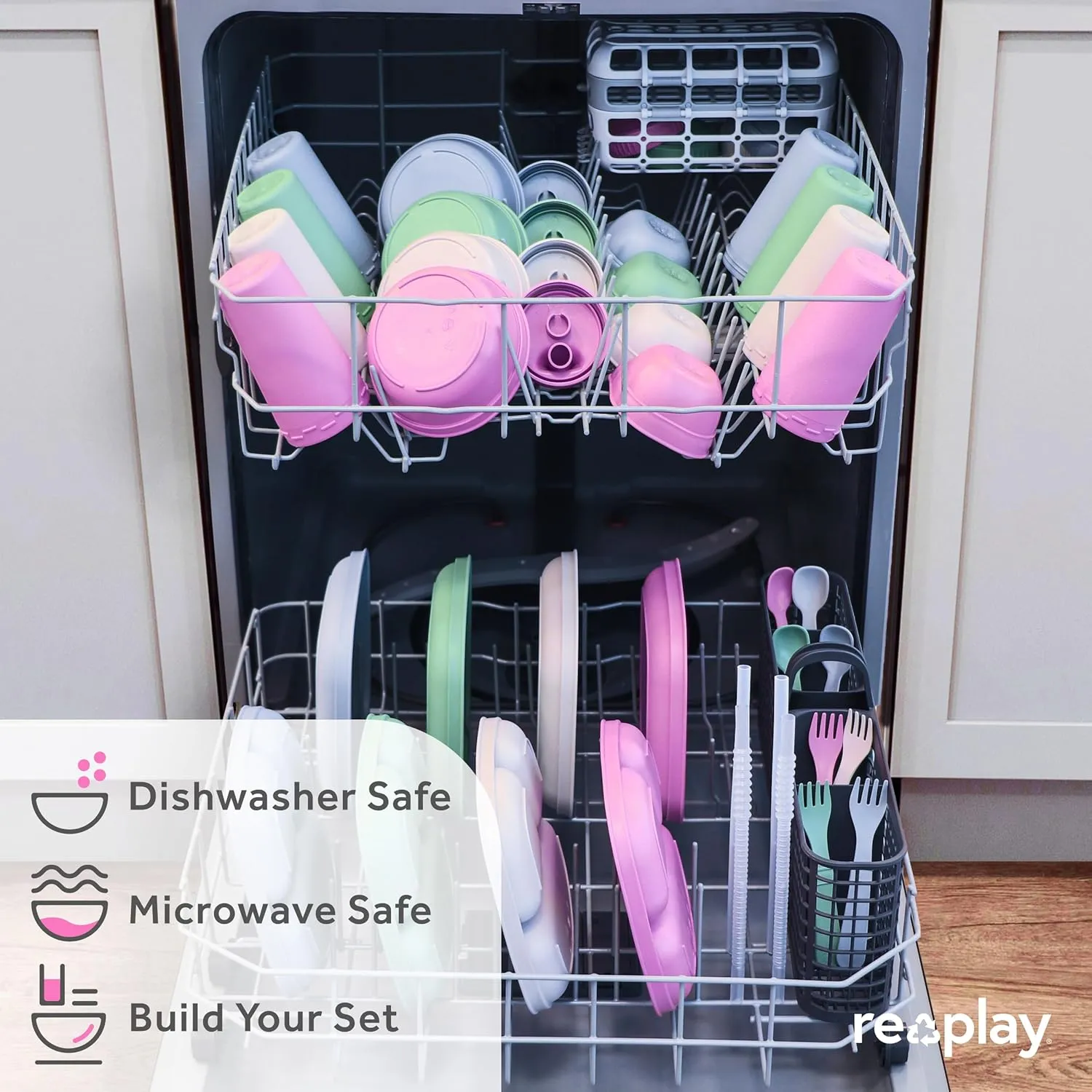 Re-Play Sippy Cups for Toddlers - 10 Oz. Reusable Spill Proof Cups for Kids, Dishwasher/Microwave Safe - Made in USA - Set of 6-3.13" x 6.25" - Sorbet
