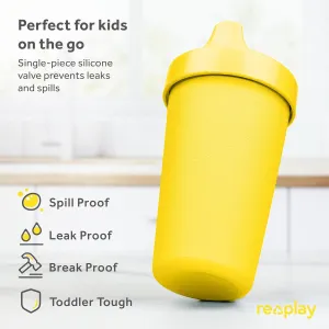 Re-Play Sippy Cups for Toddlers - 10 Oz. Reusable Spill Proof Cups for Kids, Dishwasher/Microwave Safe - Made in USA - Set of 6-3.13" x 6.25" - Sorbet