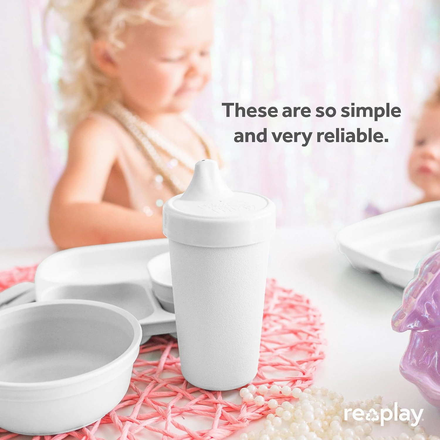 Re-Play Sippy Cups for Toddlers - 10 Oz. Reusable Spill Proof Cups for Kids, Dishwasher/Microwave Safe - Made in USA - Set of 3-3.13" x 6.25" - Berry
