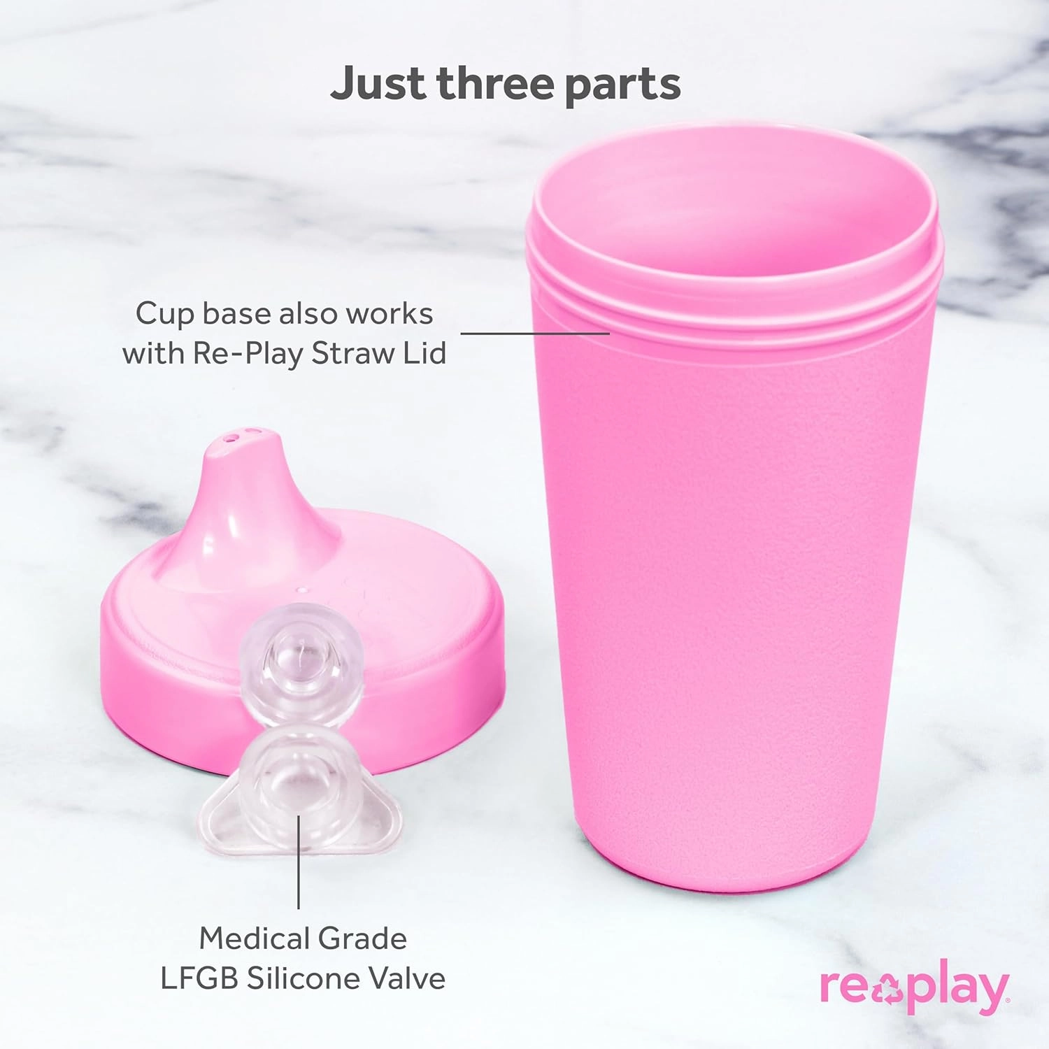 Re-Play Sippy Cups for Toddlers - 10 Oz. Reusable Spill Proof Cups for Kids, Dishwasher/Microwave Safe - Made in USA - Set of 3-3.13" x 6.25" - Berry