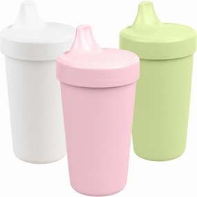Re-Play Sippy Cups for Toddlers - 10 Oz. Reusable Spill Proof Cups for Kids, Dishwasher/Microwave Safe - Made in USA - Set of 3-3.13" x 6.25" - Blossom