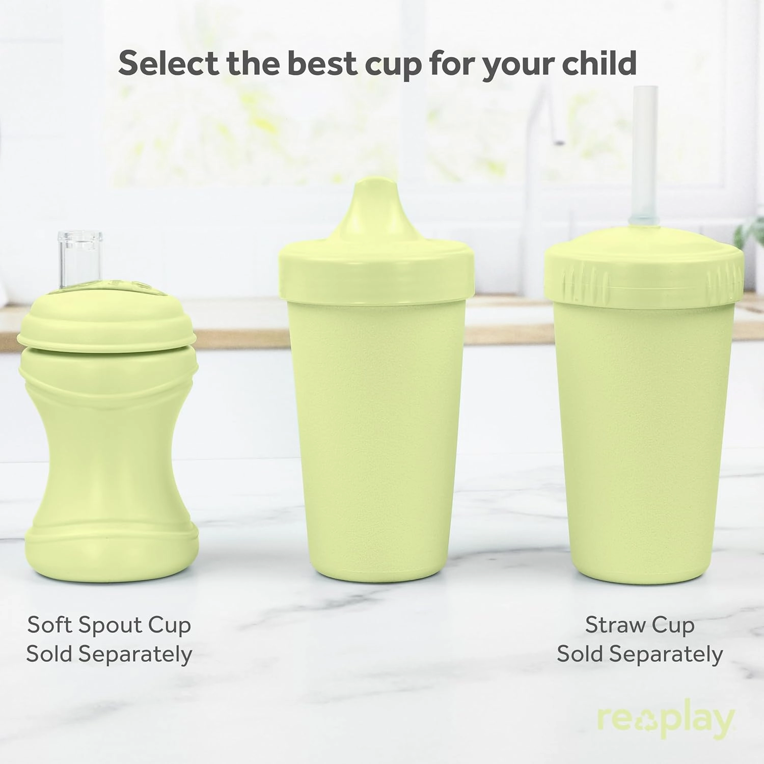 Re-Play Sippy Cups for Toddlers - 10 Oz. Reusable Spill Proof Cups for Kids, Dishwasher/Microwave Safe - Made in USA - Set of 3-3.13" x 6.25" - Blossom