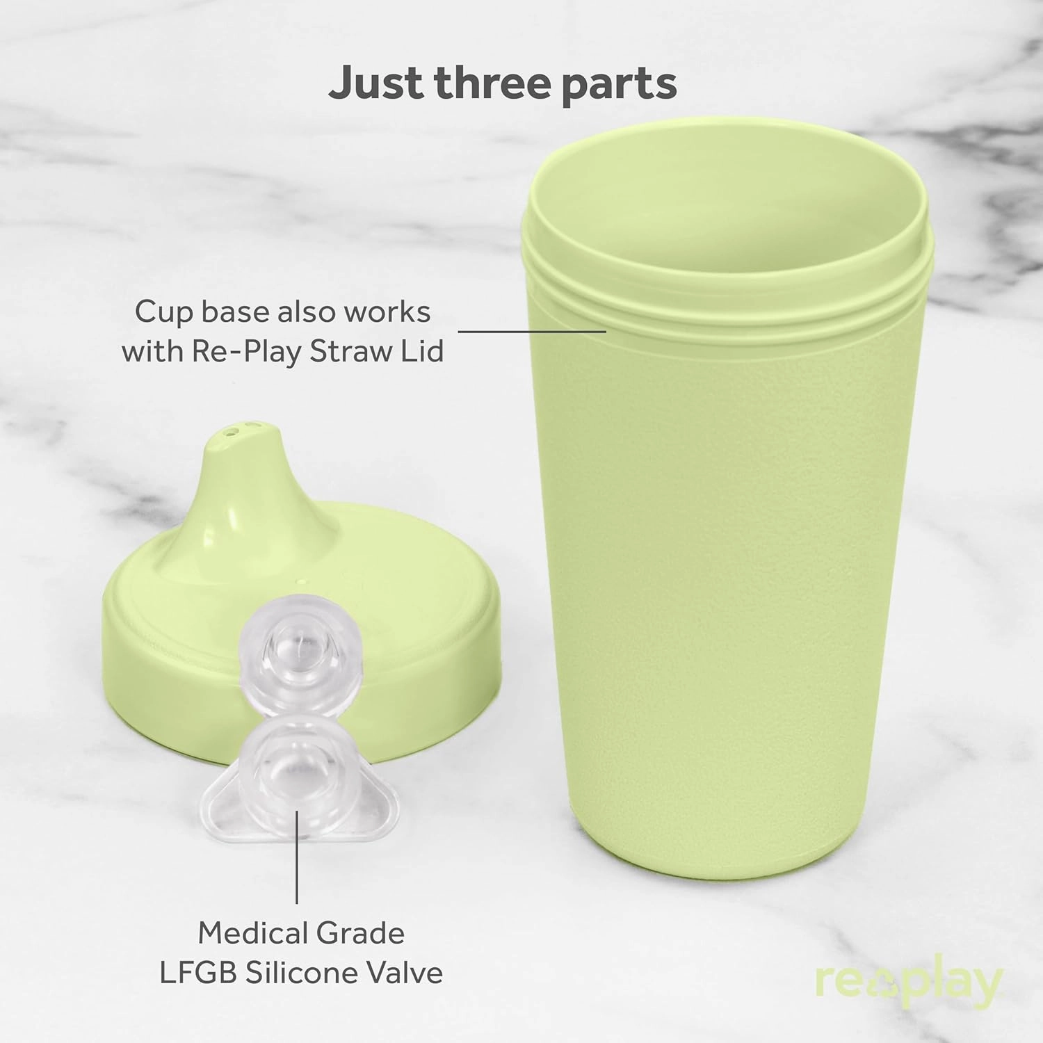 Re-Play Sippy Cups for Toddlers - 10 Oz. Reusable Spill Proof Cups for Kids, Dishwasher/Microwave Safe - Made in USA - Set of 3-3.13" x 6.25" - Blossom