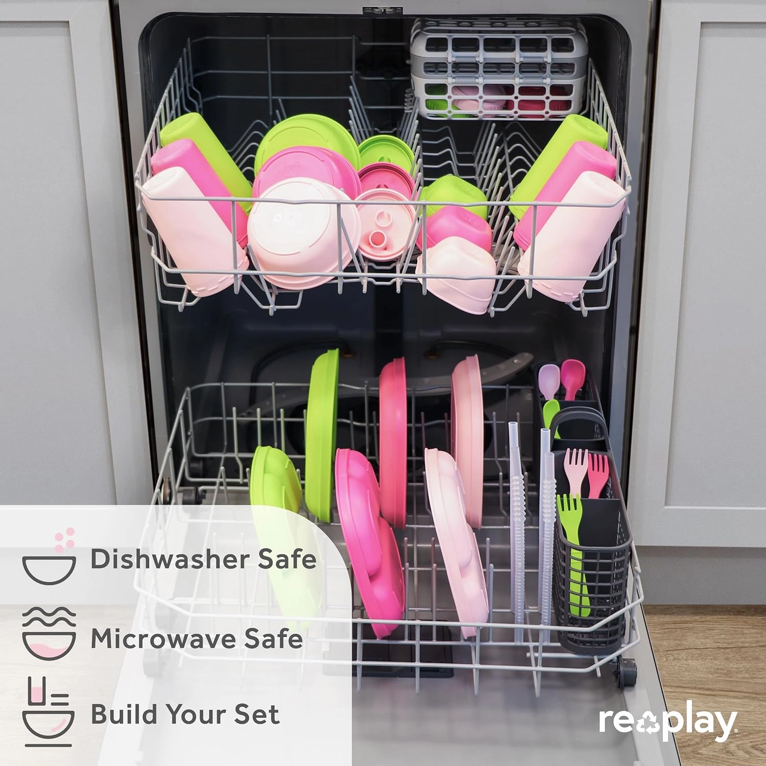 Re-Play Sippy Cups for Toddlers - 10 Oz. Reusable Spill Proof Cups for Kids, Dishwasher/Microwave Safe - Made in USA - Set of 3-3.13" x 6.25" - Blossom