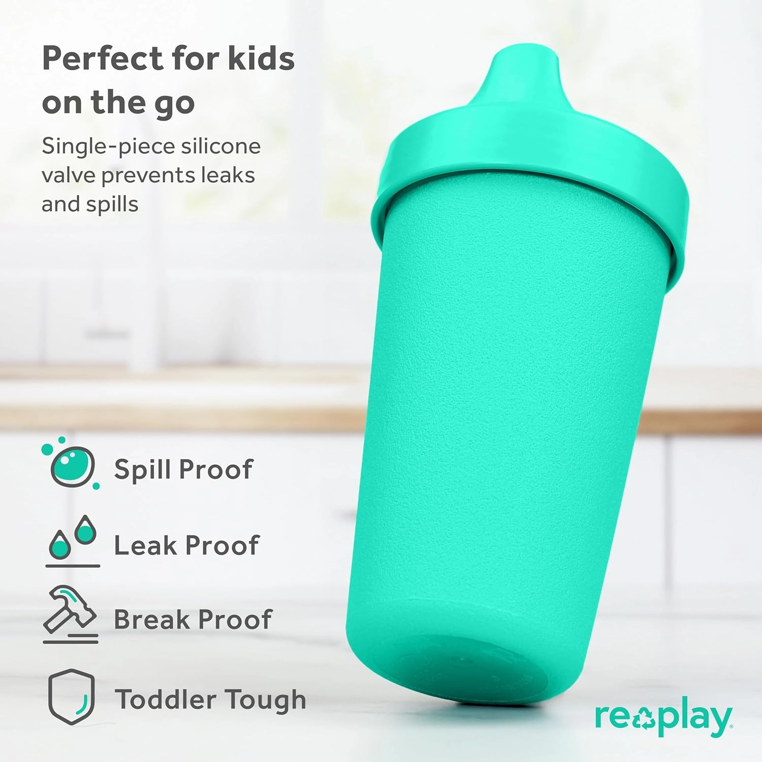 Re-Play Sippy Cups for Toddlers - 10 Oz. Reusable Spill Proof Cups for Kids, Dishwasher/Microwave Safe - Made in USA - Set of 3-3.13" x 6.25" - Fresh