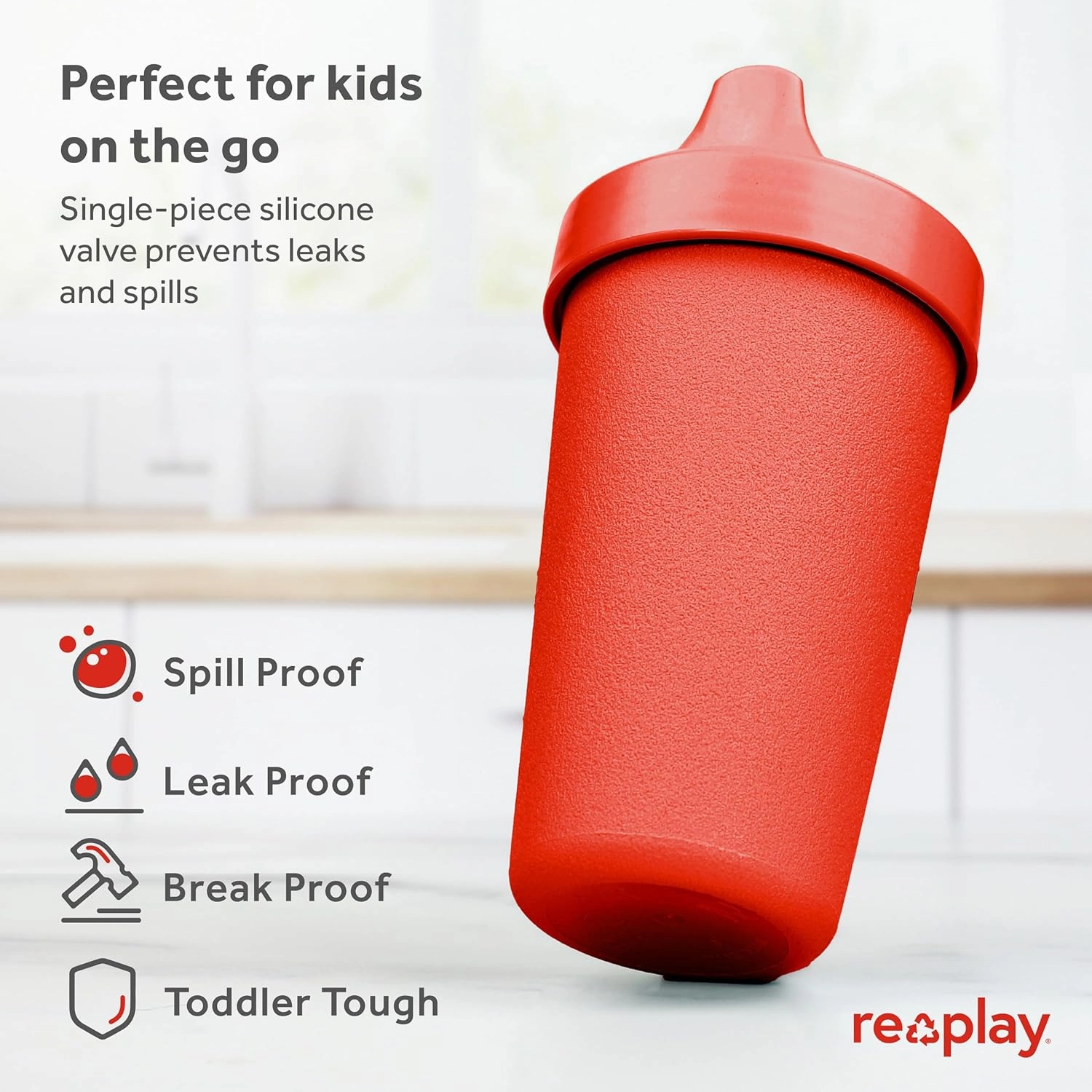 Re-Play Sippy Cups for Toddlers - 10 Oz. Reusable Spill Proof Cups for Kids, Dishwasher/Microwave Safe - Made in USA - Set of 4-3.13" x 6.25" - Christmas