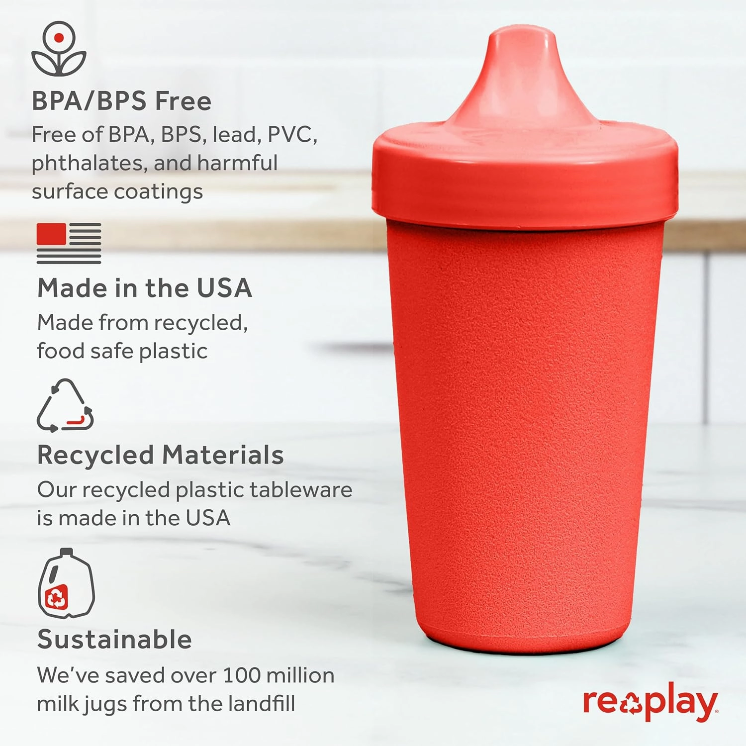 Re-Play Sippy Cups for Toddlers - 10 Oz. Reusable Spill Proof Cups for Kids, Dishwasher/Microwave Safe - Made in USA - Set of 4-3.13" x 6.25" - Christmas