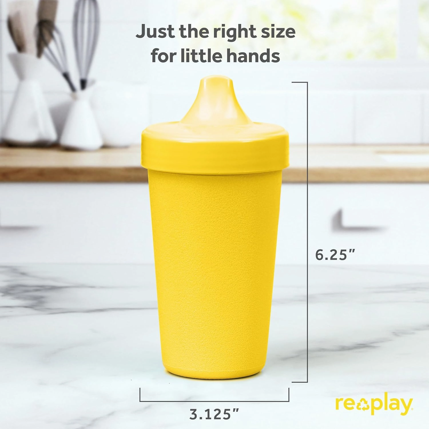 Re-Play Sippy Cups for Toddlers - 10 Oz. Reusable Spill Proof Cups for Kids, Dishwasher/Microwave Safe - Made in USA - Set of 4-3.13" x 6.25" - Citrus