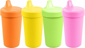 Re-Play Sippy Cups for Toddlers - 10 Oz. Reusable Spill Proof Cups for Kids, Dishwasher/Microwave Safe - Made in USA - Set of 4-3.13" x 6.25" - Citrus