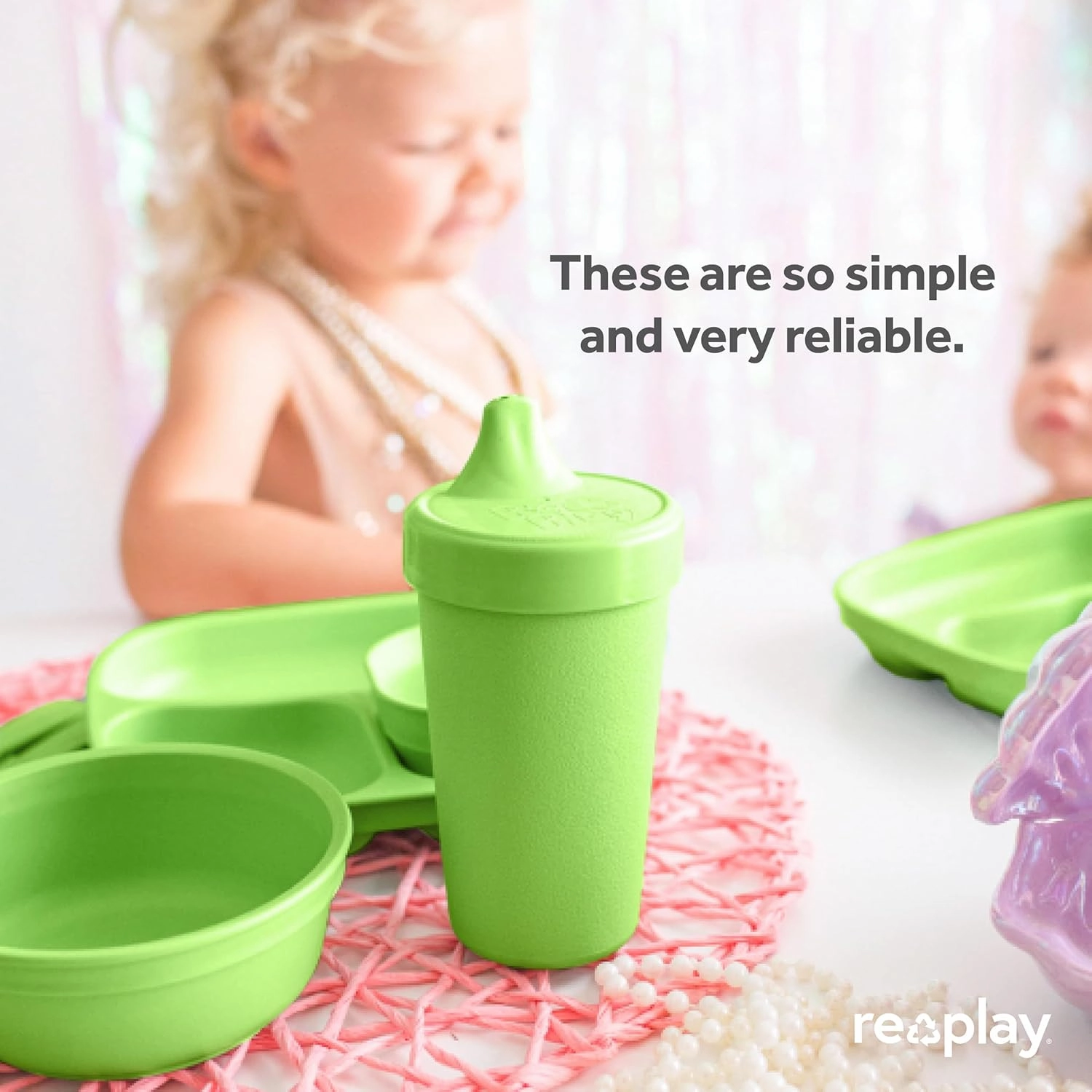 Re-Play Sippy Cups for Toddlers - 10 Oz. Reusable Spill Proof Cups for Kids, Dishwasher/Microwave Safe - Made in USA - Set of 4-3.13" x 6.25" - Citrus