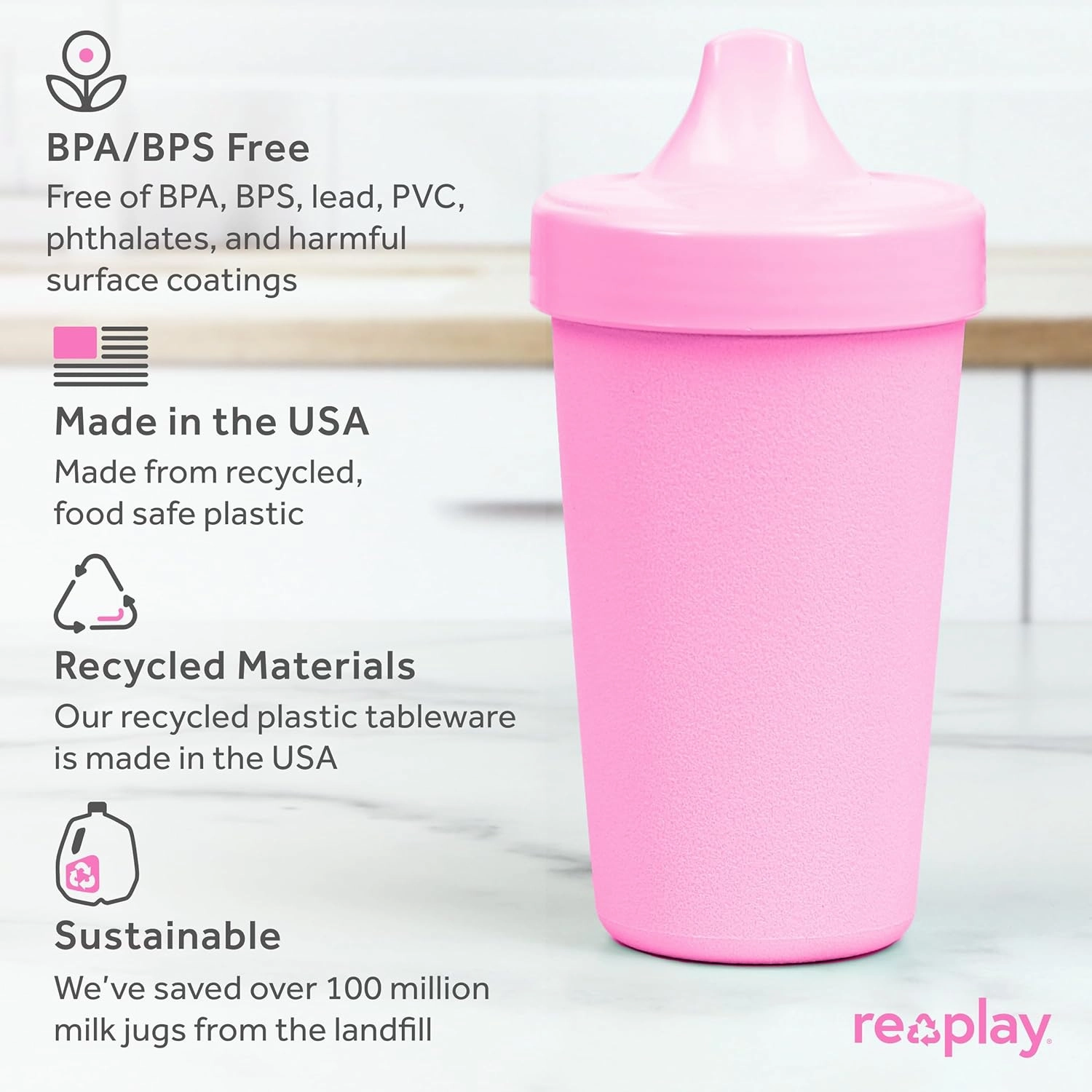 Re-Play Sippy Cups for Toddlers - 10 Oz. Reusable Spill Proof Cups for Kids, Dishwasher/Microwave Safe - Made in USA - Set of 4-3.13" x 6.25" - Princess