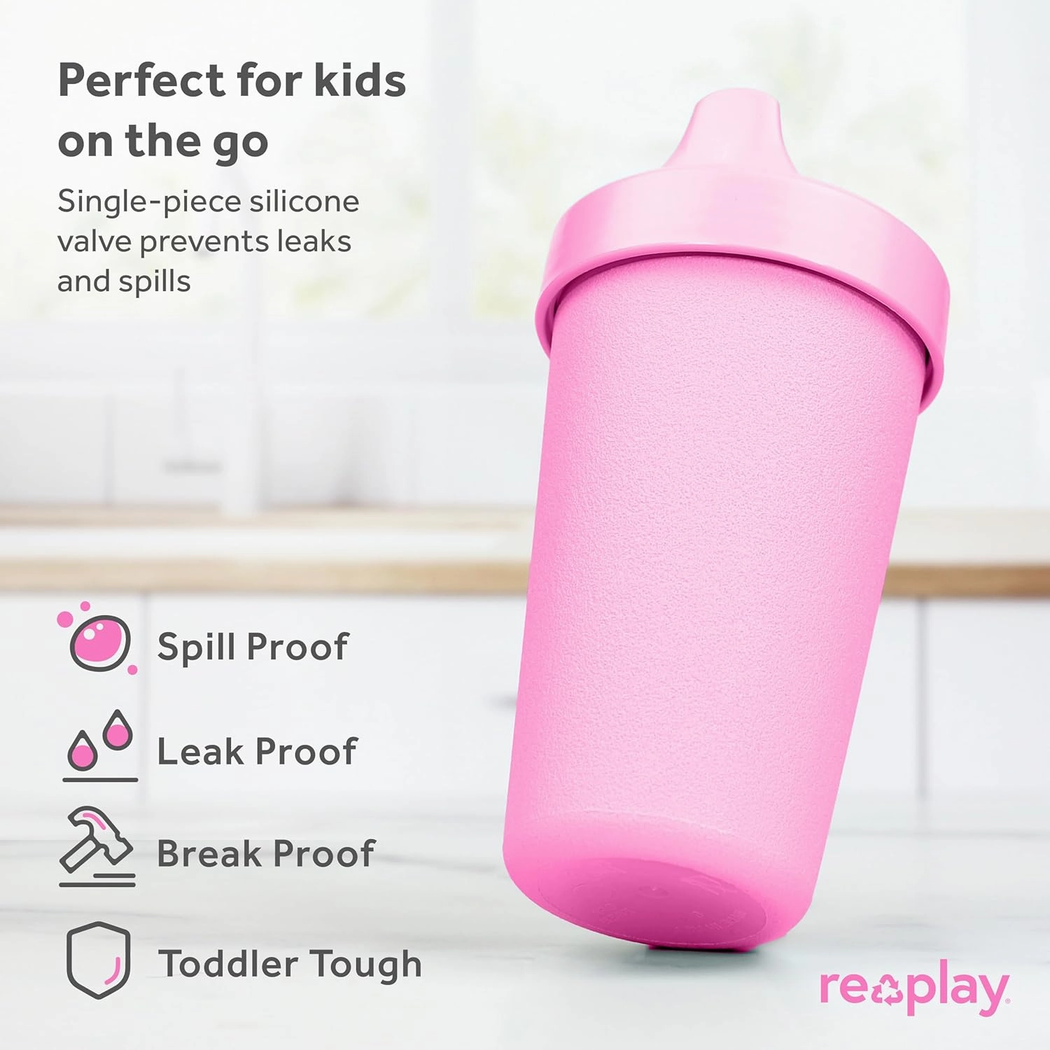 Re-Play Sippy Cups for Toddlers - 10 Oz. Reusable Spill Proof Cups for Kids, Dishwasher/Microwave Safe - Made in USA - Set of 4-3.13" x 6.25" - Princess