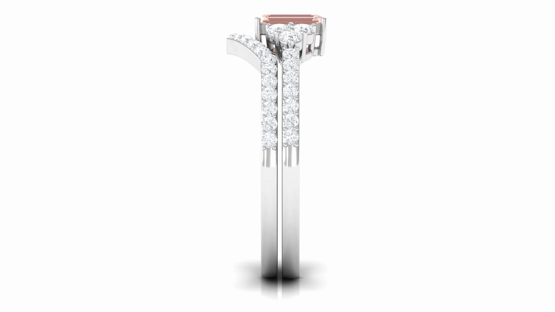 Real Morganite Stackable Ring Set with Diamond